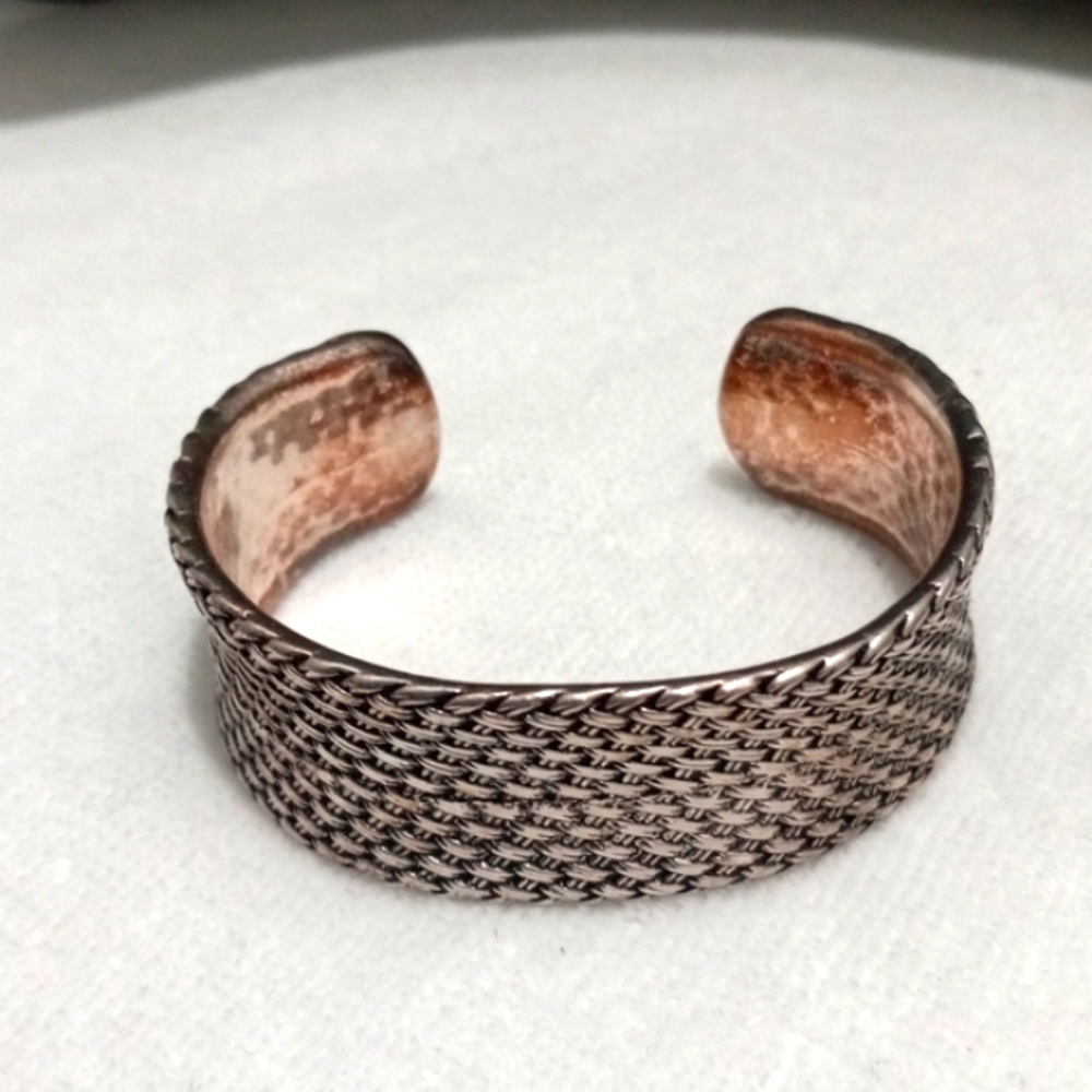 Vintage Premier Design Silver Tone Detailed Braided Cuff Bracelet  13/16"